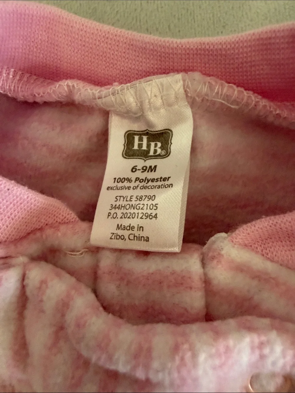 Pink Plush Baby Sleepers with Elephant Applique 6-9 months